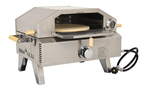 Omcan CE-CN-0748 Portable Propane Pizza Oven, 12,000 BTU, 13 In. Pizza Stone, Foldable Legs