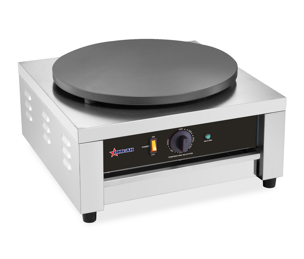 Omcan CE-CN-0400S 16 In. Electric Crepe Maker, Square Body, Cast Iron Plate, 1,750W