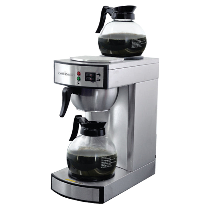 Omcan CM-CN-0002-D Stainless Steel Coffee Maker, Dual Glass Decanters, 1,650W, 100 Cups/Hr