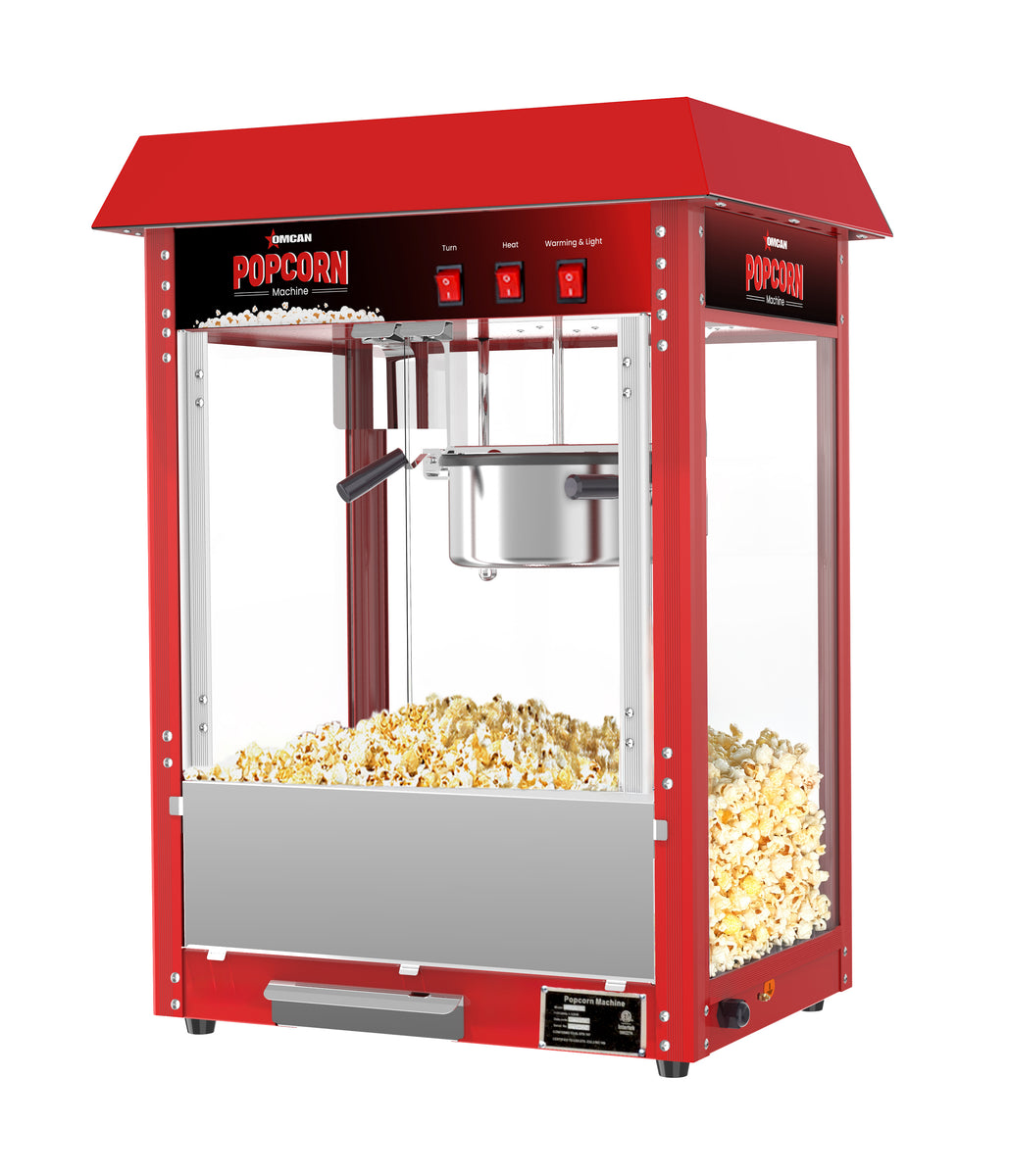 Omcan CE-CN-0227 8 Oz Countertop Popcorn Machine, Red Top, 1.32 kW