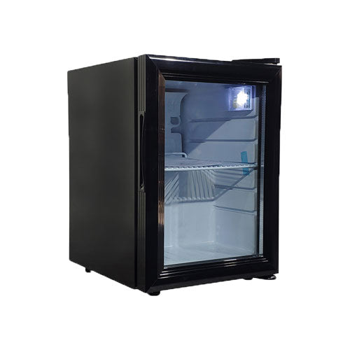 Omcan RS-CN-0021 16 In. Countertop Display Refrigerator, 21L, R600a, Tempered Glass, Black