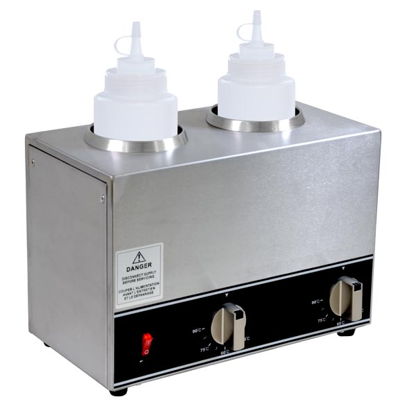 Omcan FW-CN-1602 Double Bottle Sauce Warmer, 400W, Two 32 oz Bottles, Adjustable Thermostat