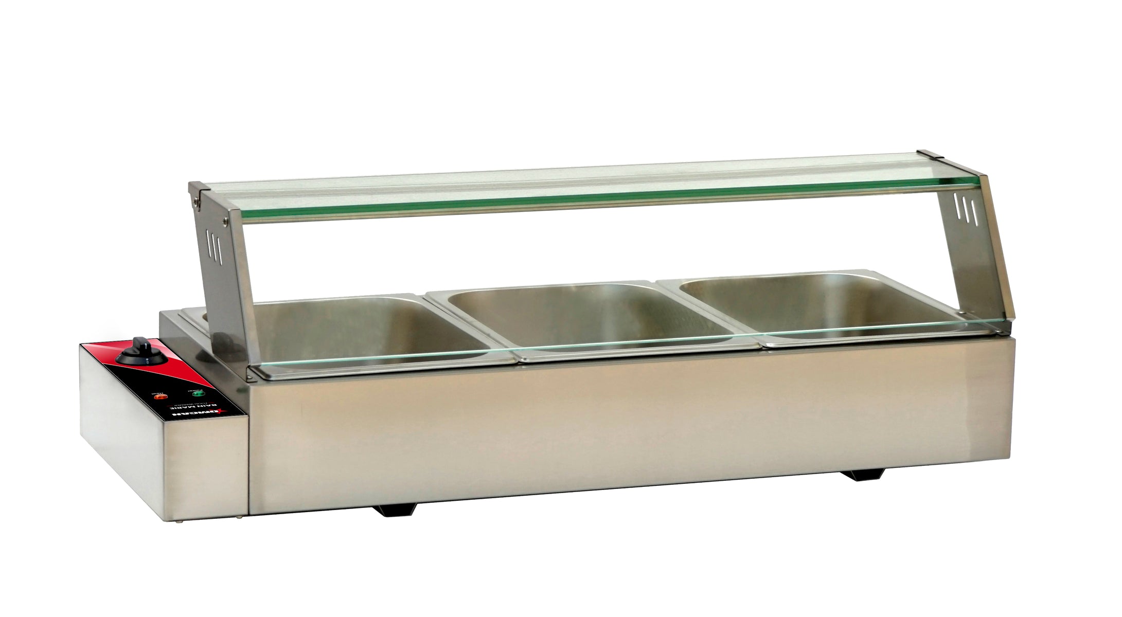 Omcan FW-CN-0123 36" Bain Marie Food Warmer, 3 Half-Size Pans, Glass Sneeze Guard