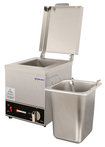 Omcan FW-CN-0251 Single Sauce Pot Warmer, 2.5L, 200W, Adjustable Thermostat, Stainless Steel