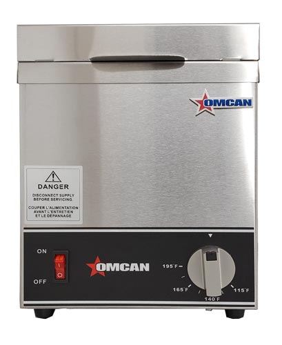 Omcan FW-CN-0251 Single Sauce Pot Warmer, 2.5L, 200W, Adjustable Thermostat, Stainless Steel