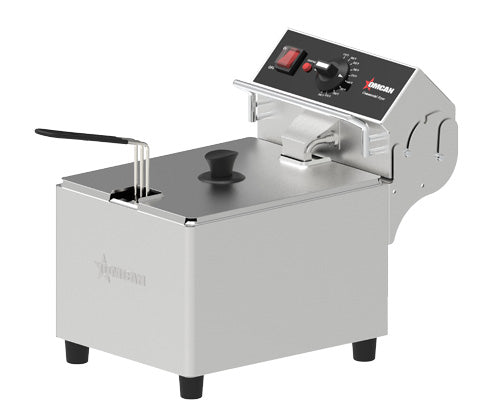 Omcan CE-CN-0402 11 In. Countertop Single Basket Deep Fryer, 15 lb Oil Capacity, 3.6 kW, Stainless Steel