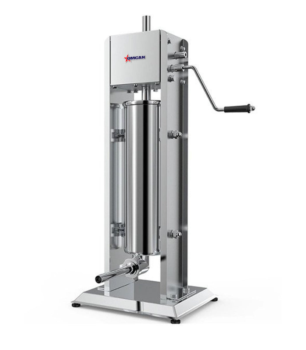 Omcan 47539 Manual Vertical Sausage Stuffer, 15 lb Capacity, Gear Driven, Stainless Steel