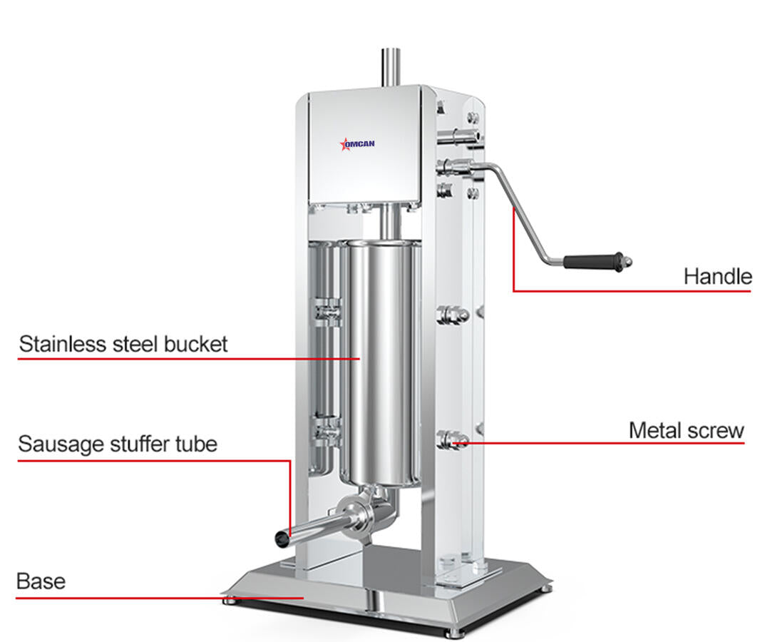 Omcan 47539 Manual Vertical Sausage Stuffer, 15 lb Capacity, Gear Driven, Stainless Steel