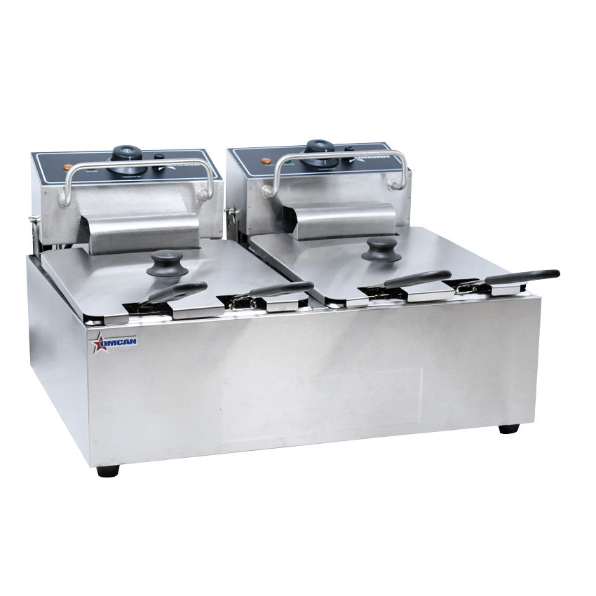 Omcan CE-CN-0012-D Countertop Electric Fryer, Double Tank, 6.3 qt / 6 L (x2), 220V