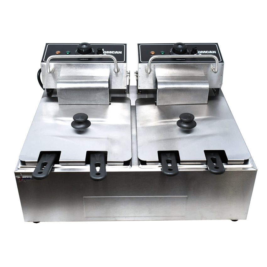 Omcan CE-CN-0012-D Countertop Electric Fryer, Double Tank, 6.3 qt / 6 L (x2), 220V