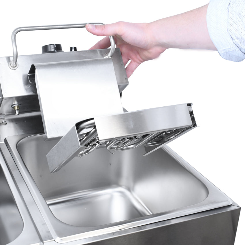 Omcan CE-CN-0012 Countertop Electric Fryer, Double Tank, 6.3 qt / 6 L (x2), 110V
