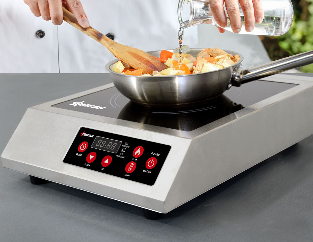 Omcan CE-CN-1800-A 13 In. Countertop Commercial Induction Cooker, 1.8 kW, 10 Power Levels, Digital Controls