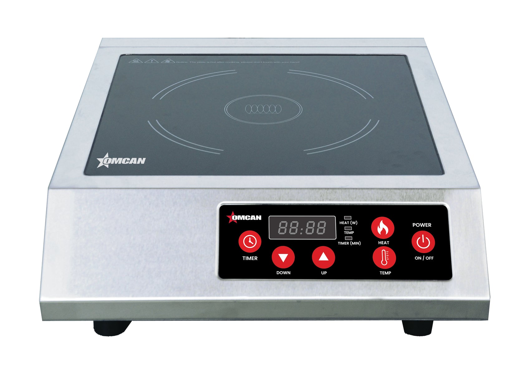 Omcan CE-CN-1800-A 13 In. Countertop Commercial Induction Cooker, 1.8 kW, 10 Power Levels, Digital Controls