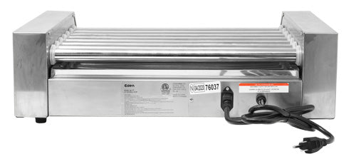Omcan CE-CN-0007-N 7-Roller Hot Dog Roller Grill, 17.9" Stainless Steel Rollers, Dual Zone Control