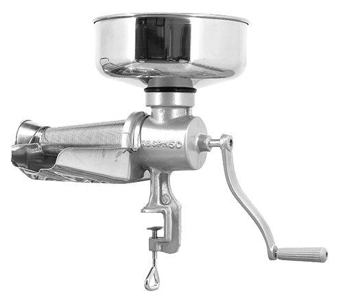 Omcan 21105 Manual Tomato Squeezer, Stainless Steel Accessories, Cast-Iron Body, Double Hot Tinning