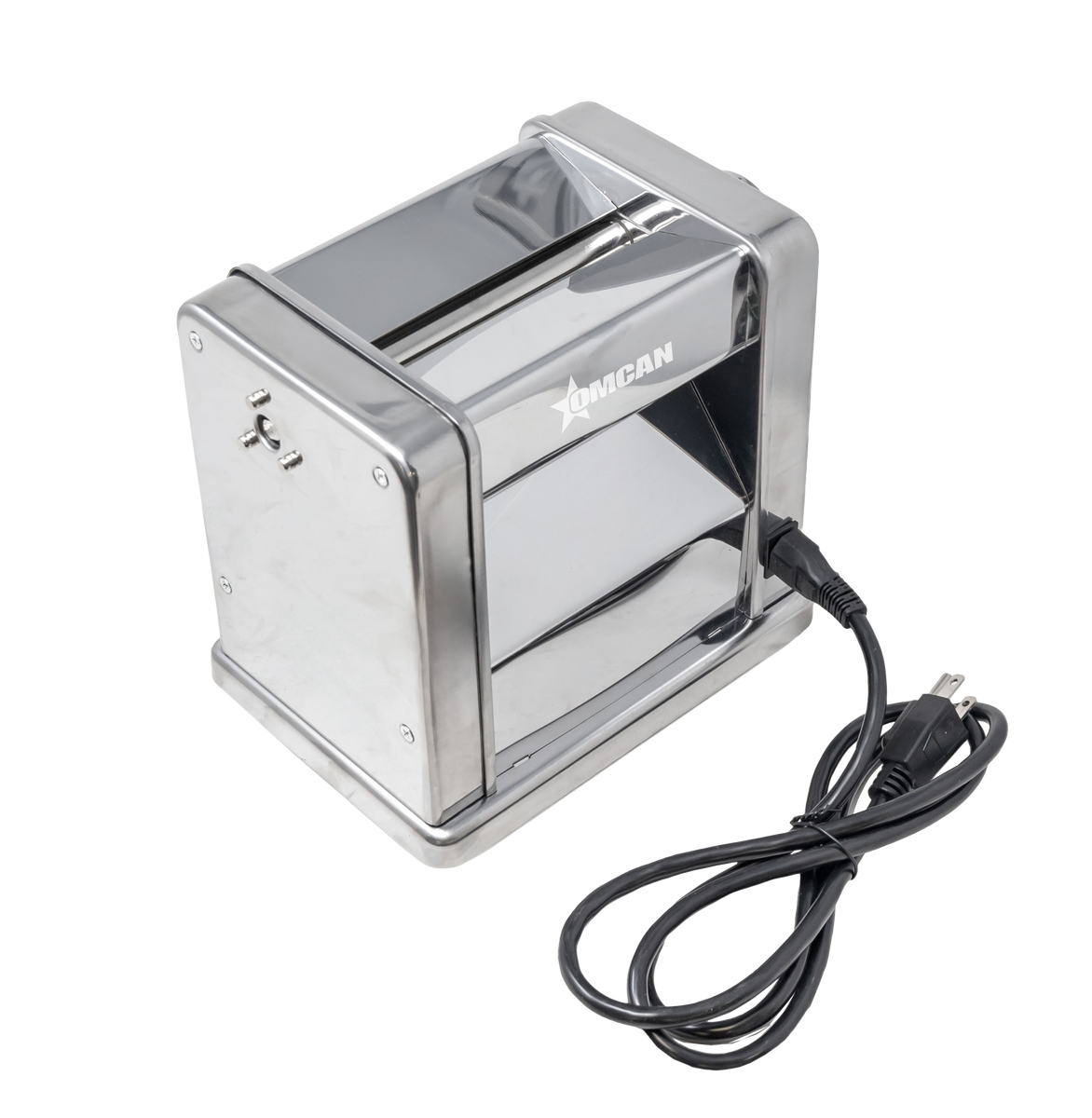 Omcan PM-CN-0150N-S 9 In. Electric Pasta Sheeter with 3 Cutters, 60W, Carbon Steel Rollers, Silver