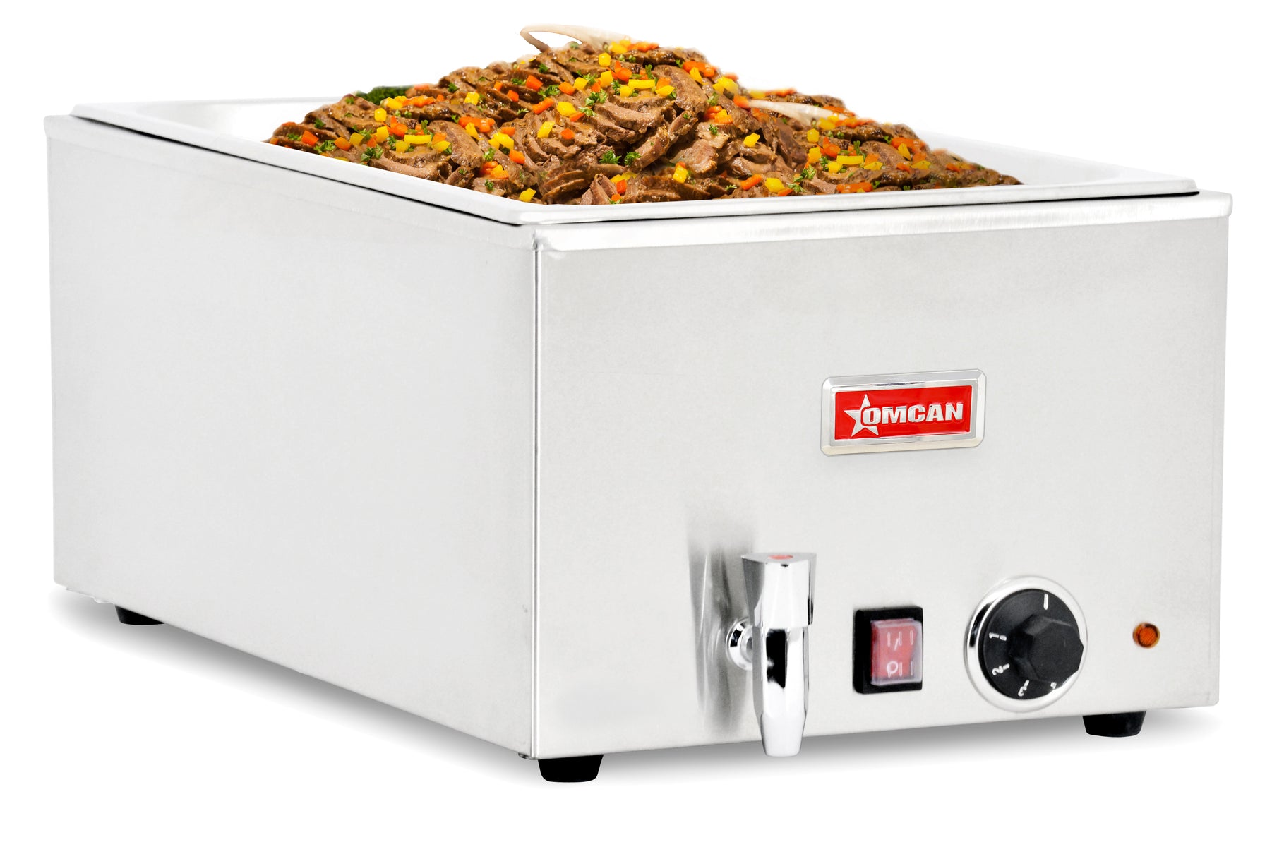 Omcan FW-CN-0023 23 In. Single Chamber Countertop Food Warmer, 1,200W, Adjustable Thermostat, Full-Size Pan Capacity
