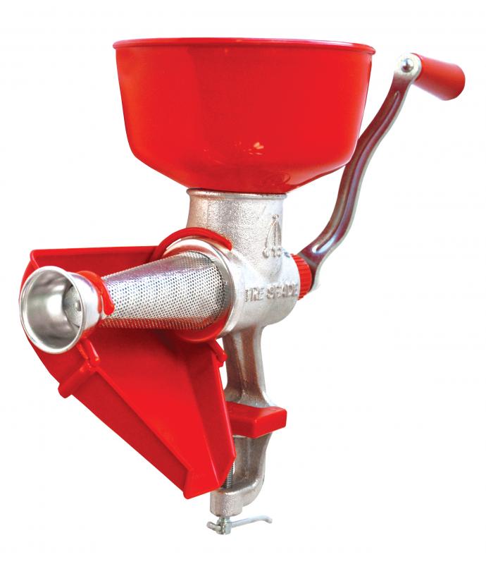 Omcan 31361 Manual Tomato Squeezer, Plastic Bowl, Cast Iron Body with Double Hot Tinning