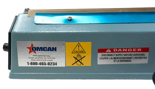 Omcan SE-CN-0203 8 In. Impulse Sealer, 0.08 in. Seal Width, Adjustable Timer