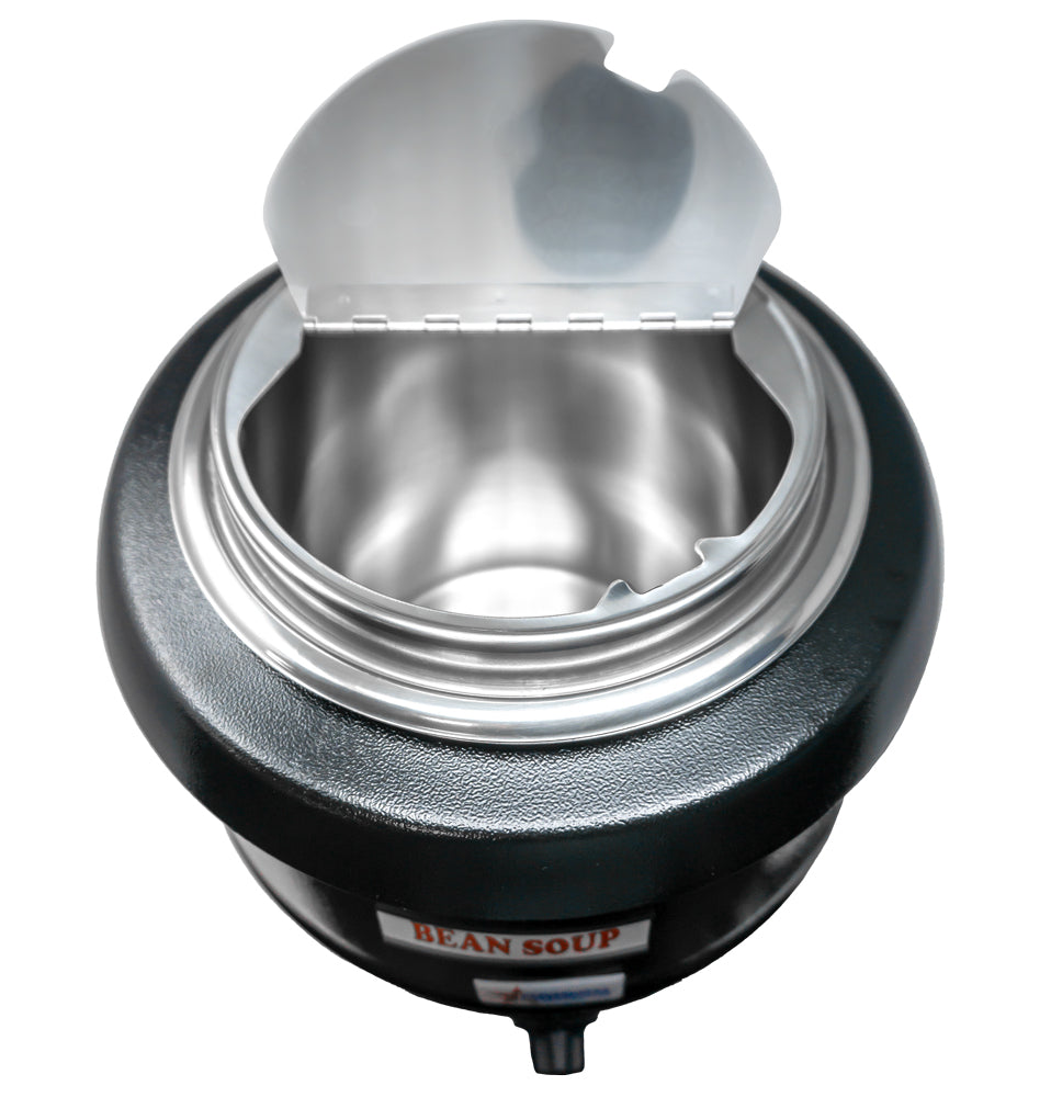Omcan FW-CN-0010 13 In. Soup Kettle, 10.6 Qt, Black Powder Coated, Stainless Steel Lid