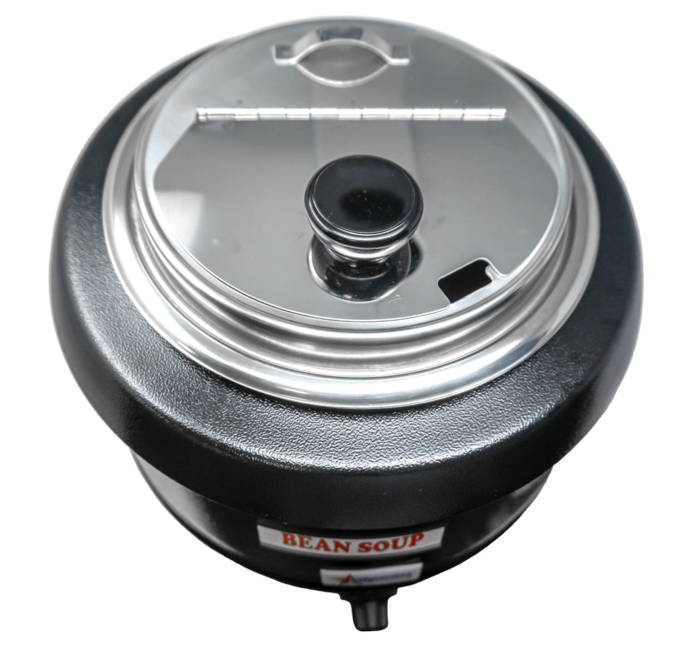Omcan FW-CN-0010 13 In. Soup Kettle, 10.6 Qt, Black Powder Coated, Stainless Steel Lid