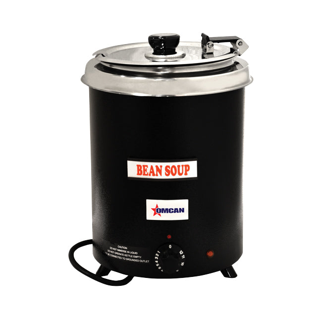 Omcan FW-CN-0006 10 In. 6 QT Soup Kettle, Black Exterior, Adjustable Thermostat, Stainless Steel Lid