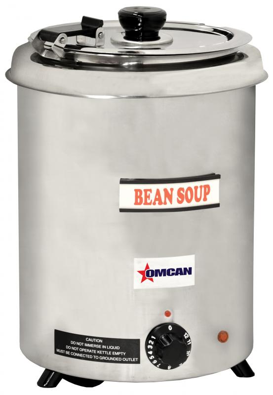 Omcan FW-CN-0006-S 10 In. 6 QT Soup Kettle, Stainless Steel Exterior, Adjustable Thermostat, Stainless Steel Lid