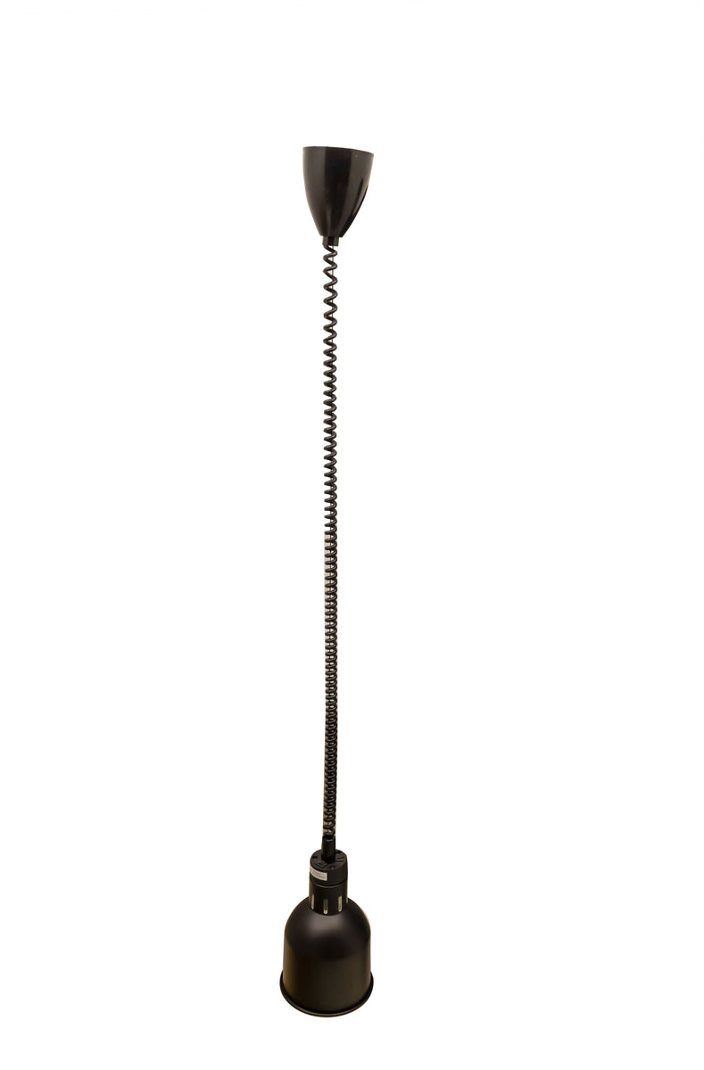 Omcan FW-CN-0170B Ceiling Mount Heat Lamp, Black Round Dome Shade, 250W, Retractable Cord 30" to 80"