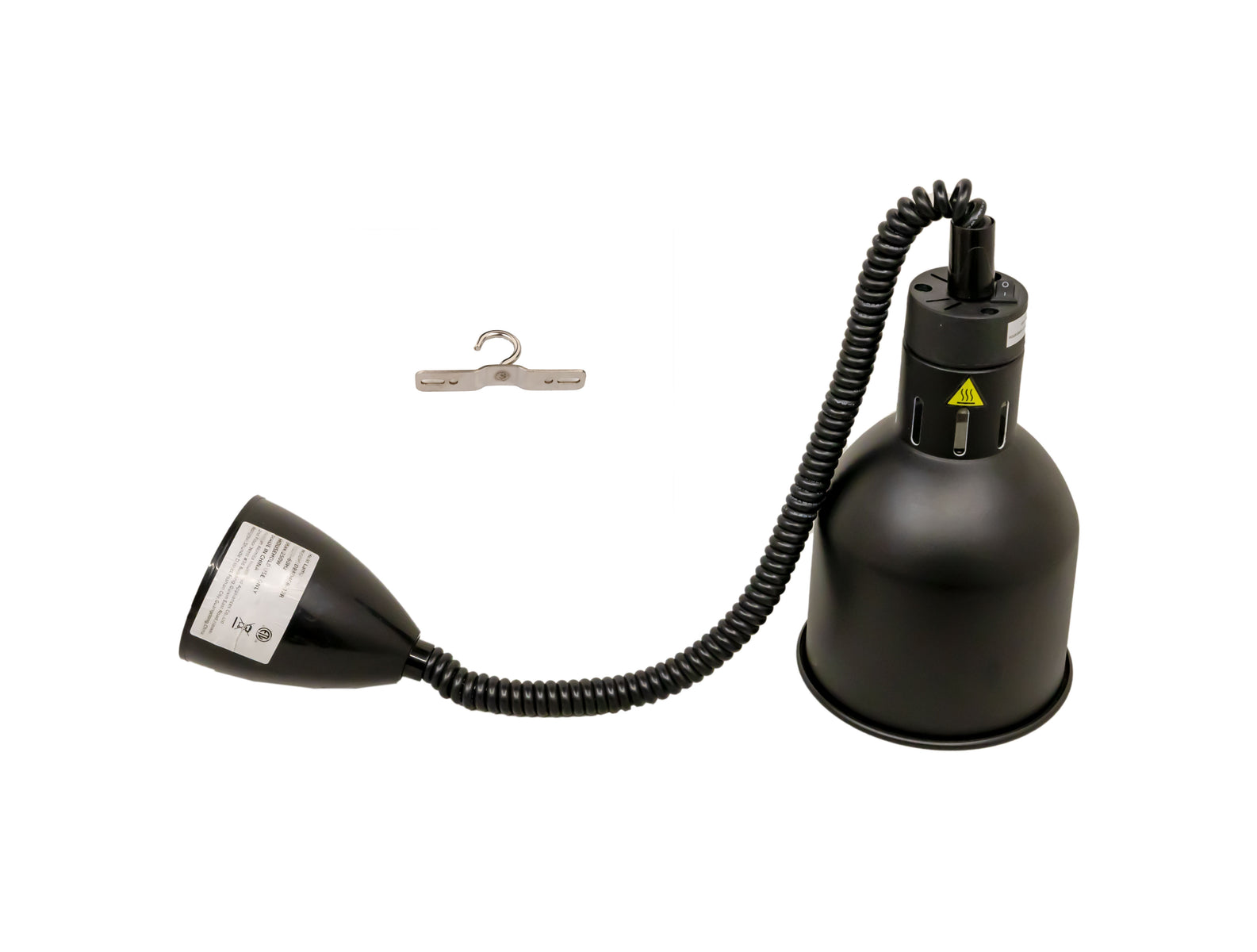 Omcan FW-CN-0170B Ceiling Mount Heat Lamp, Black Round Dome Shade, 250W, Retractable Cord 30" to 80"