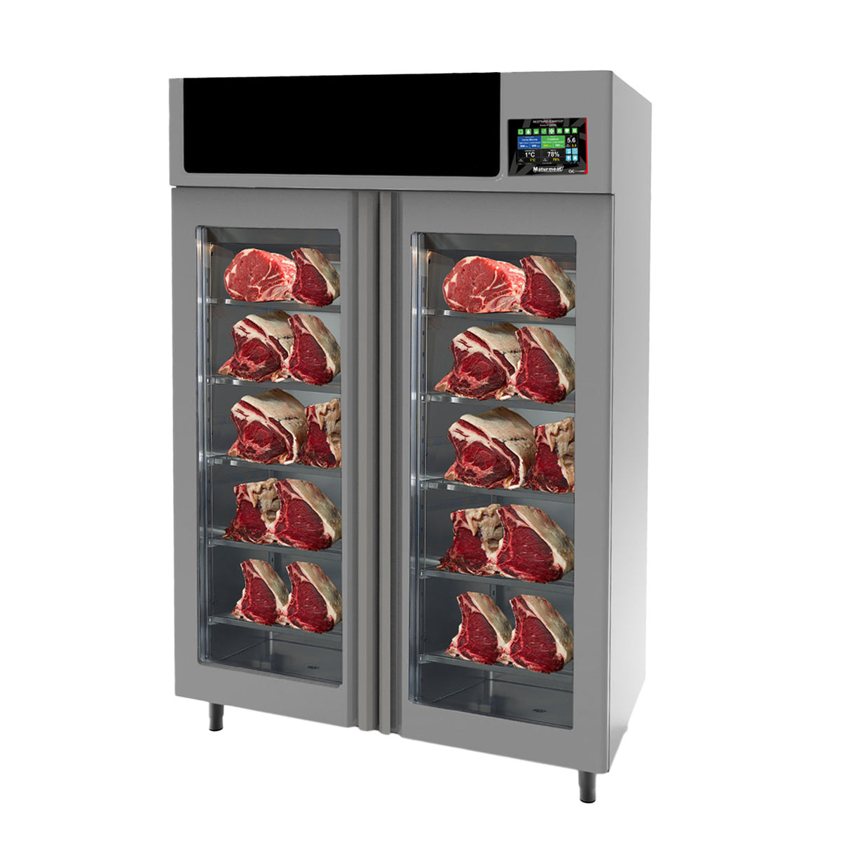 Omcan 41187 MATC200TF 440.9 lb Maturmeat Meat Maturation Cabinet, Stainless Steel, ClimaTouch and Fumotic, 10 Guide Sets