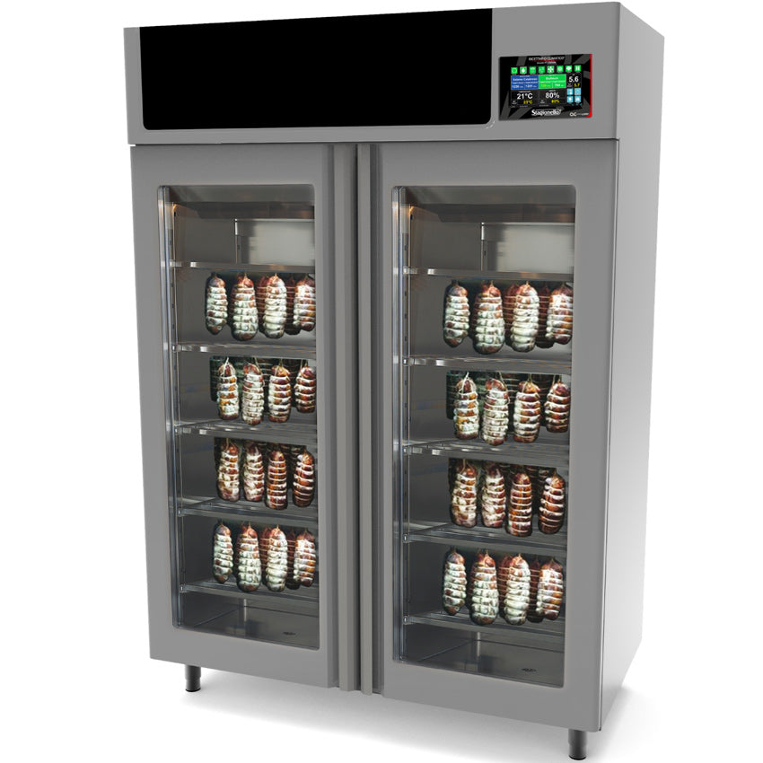 Omcan 45232 57" Stagionello Curing Cabinet, 440 Lb Capacity, ClimaTouch, Fumotic, Stainless Steel