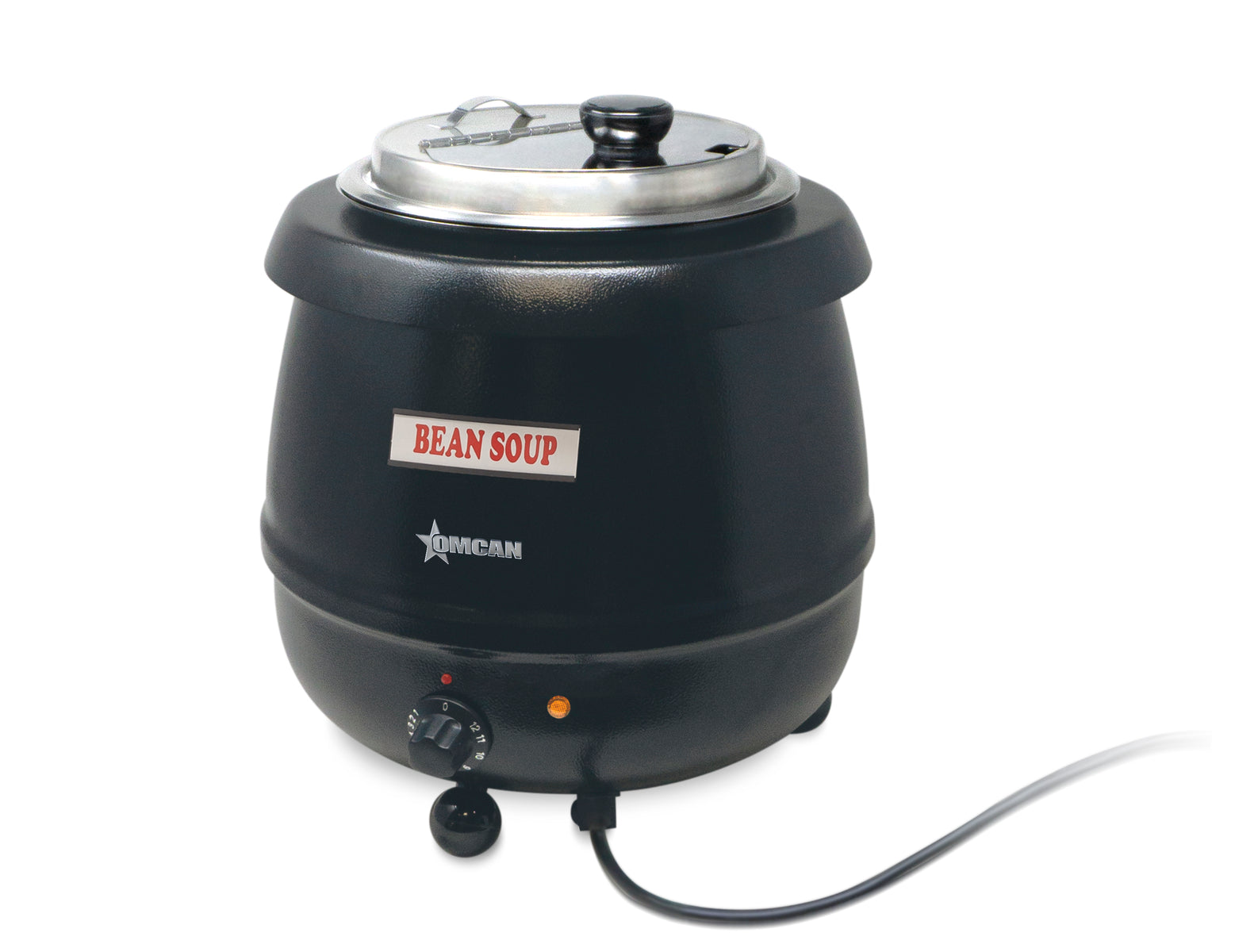 Omcan FW-CN-0010 13 In. Soup Kettle, 10.6 Qt, Black Powder Coated, Stainless Steel Lid