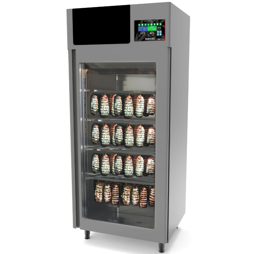 Omcan 40298 36" StagionelloEvo 150 Curing Cabinet, 330 Lb Capacity, Dual Internal Fans, ClimaTouch, Fumotic, Stainless Steel