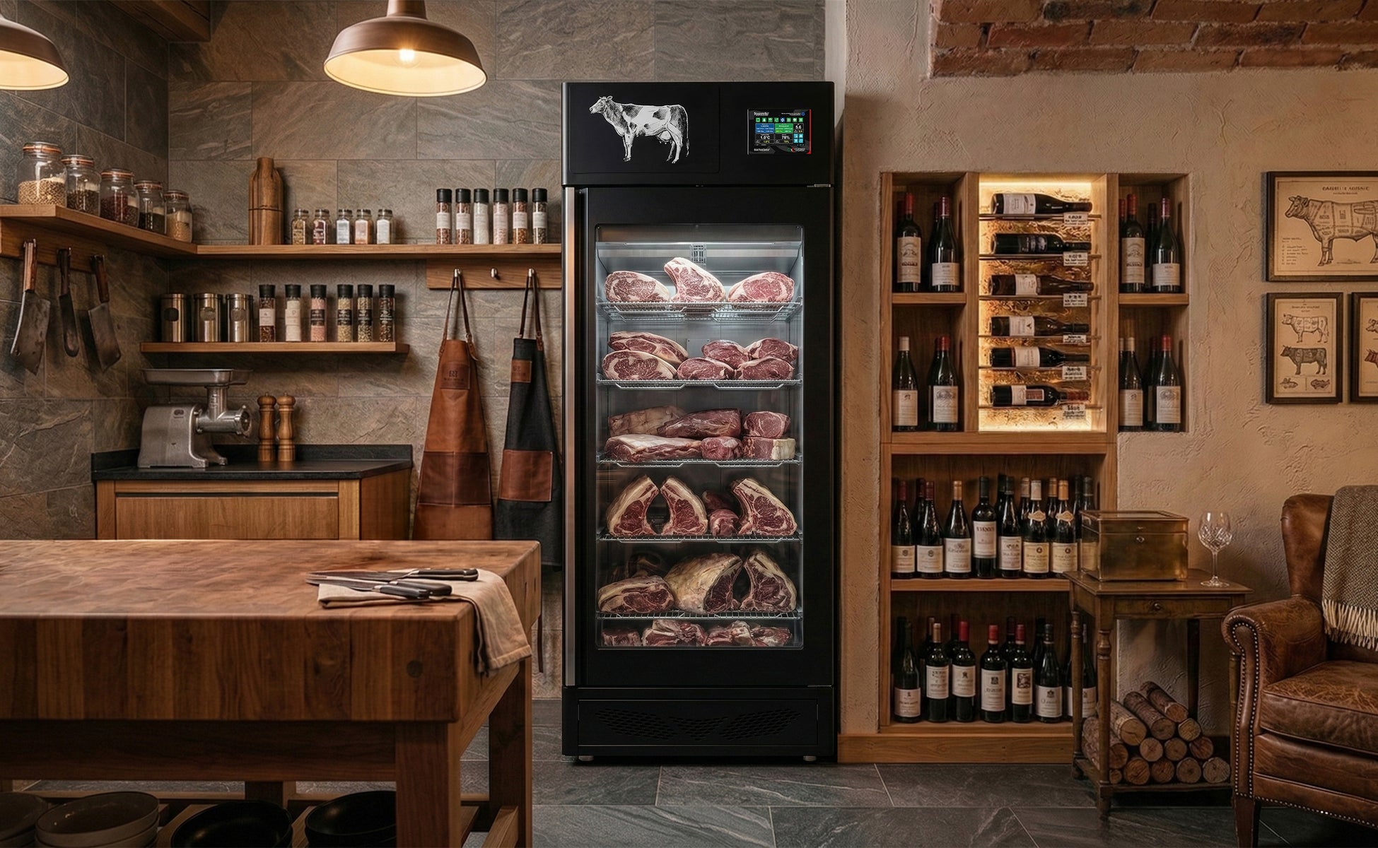 Omcan 40345 MATC100TF 220.5 lb Maturmeat Meat Maturation Cabinet, Stainless Steel, ClimaTouch and Fumotic