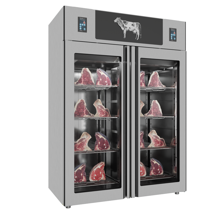 Omcan 48046 Stagionello® Dry Age 3.0 TWIN 1400L Standard Cabinet with Yescur Food Control, 330 + 330 lb Capacity, Stainless Steel