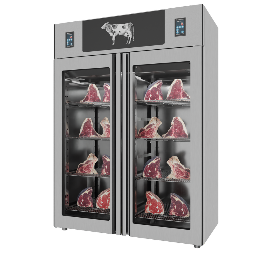 Omcan 48046 Stagionello® Dry Age 3.0 TWIN 1400L Standard Cabinet with Yescur Food Control, 330 + 330 lb Capacity, Stainless Steel