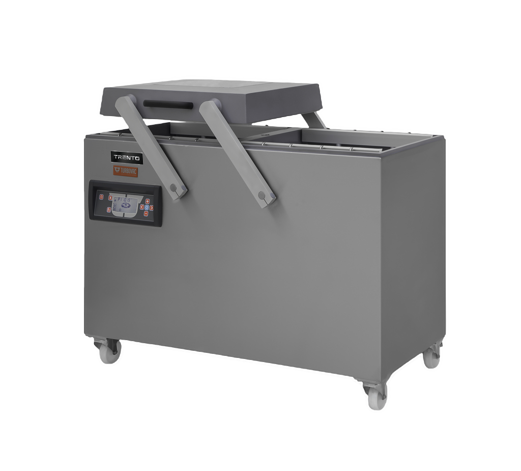Omcan 50002 28 In. Turbovac L60 Double Chamber Floor Model Vacuum Sealer, 63 m³ Busch Pump, 10 Programmable Controls, Aluminum Body