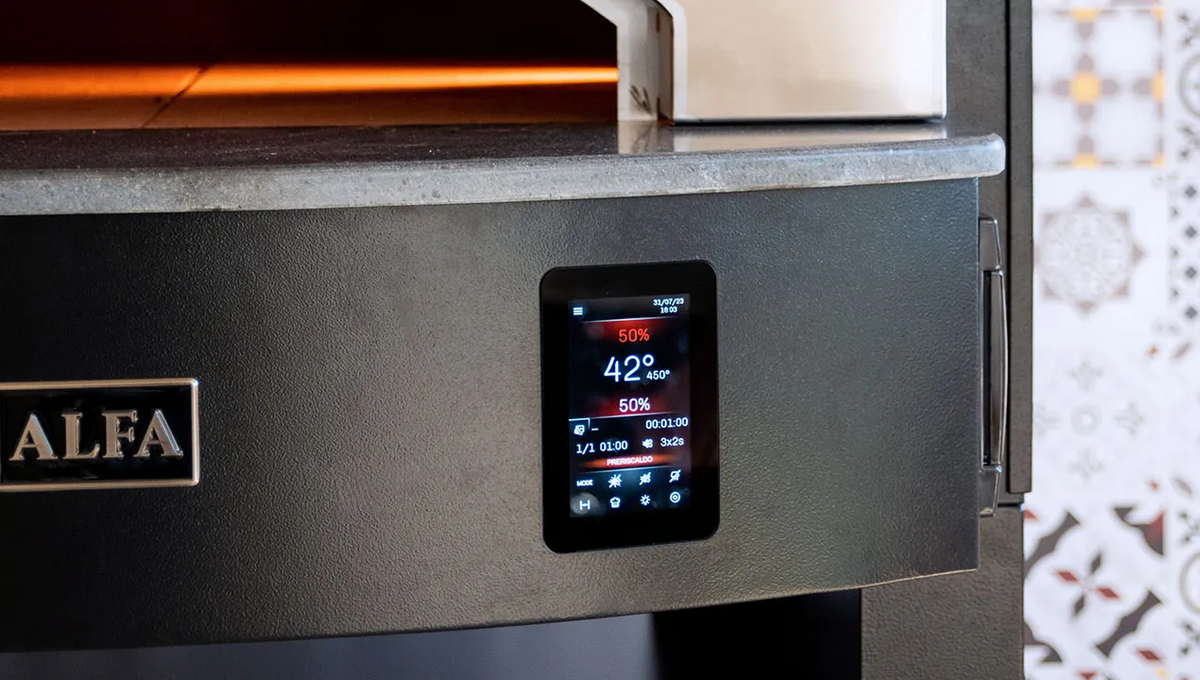 Omcan PE-IT-0004-E Alfa Zeno 4-Pizza Electric Deck Oven, Stainless Steel, Touchscreen, 240V/3Ph