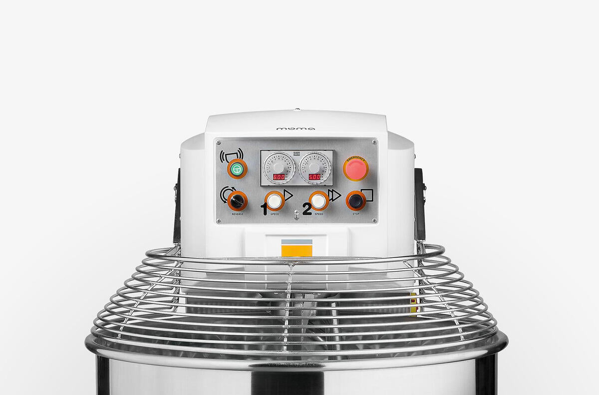 Omcan 49123 29 In. Avancini Heavy-Duty Spiral Dough Mixer, 164 Qt, 220 lb Dough Capacity, Dual Speed, Stainless Steel