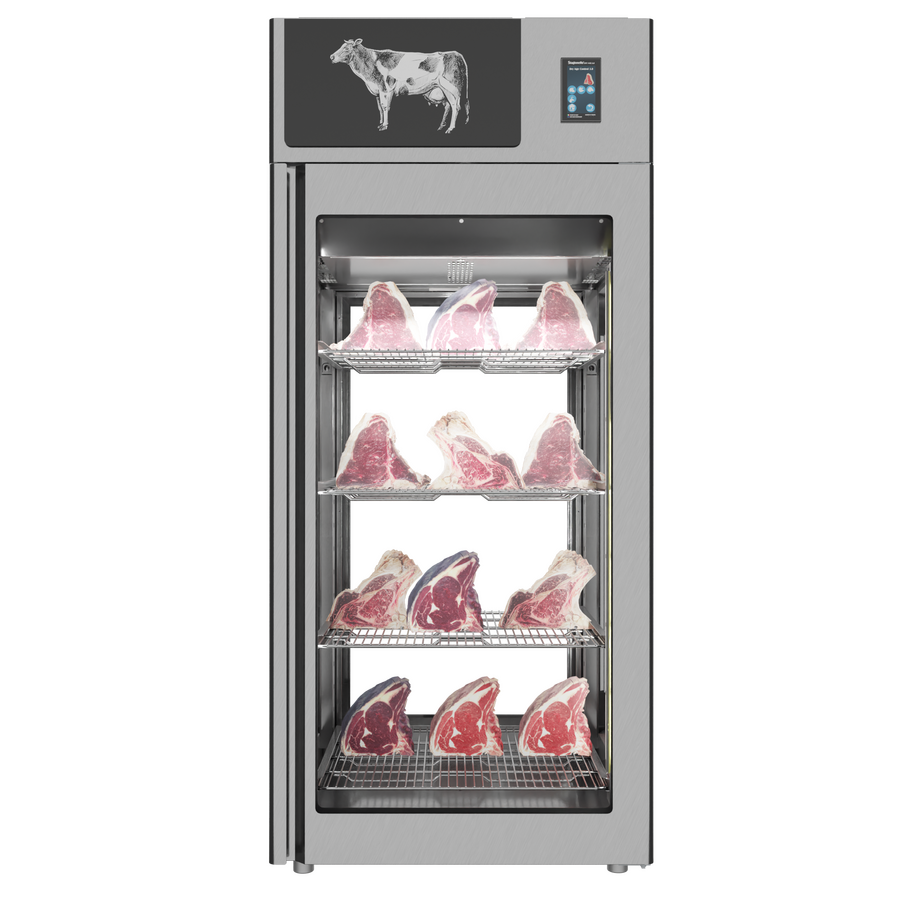 Omcan 48042 29" Stagionello 3.0 900L Dry Aging Cabinet, 4-Glass View, Stainless Steel, Humidity Management
