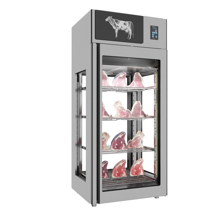 Omcan 48042 29" Stagionello 3.0 900L Dry Aging Cabinet, 4-Glass View, Stainless Steel, Humidity Management