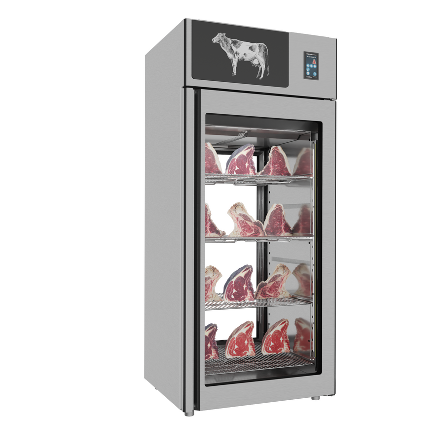 Omcan 48041 29" Stagionello 3.0 900L Dry Aging Cabinet, 2-Glass View, Stainless Steel, Humidity Management