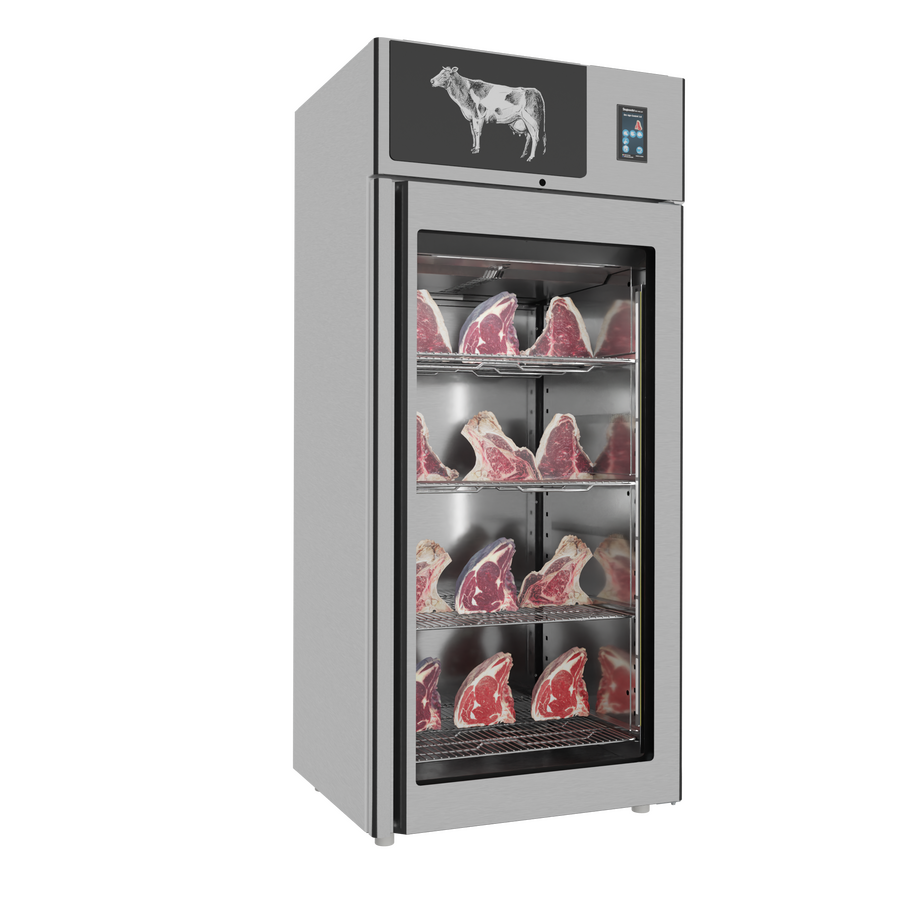 Omcan 48040 29" Stagionello 3.0 900L Dry Aging Cabinet, Standard Glass Door, Stainless Steel, Humidity Management