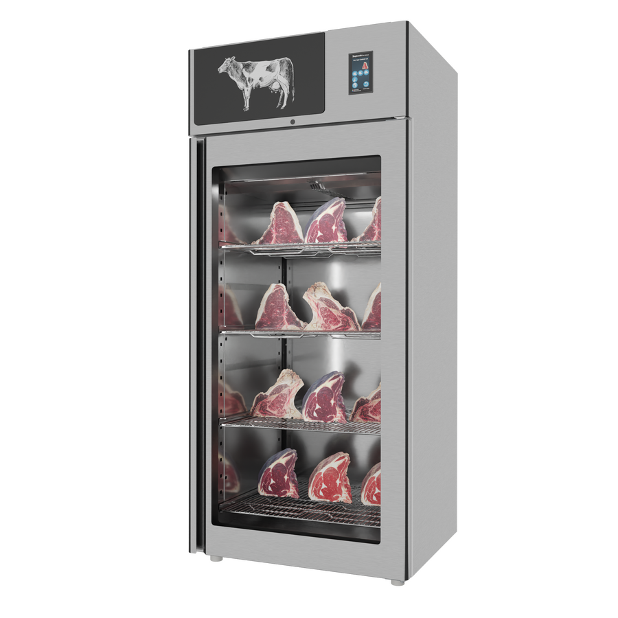 Omcan 48040 29" Stagionello 3.0 900L Dry Aging Cabinet, Standard Glass Door, Stainless Steel, Humidity Management
