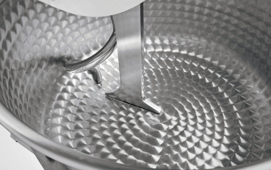 Omcan 44269 107 Qt Heavy-Duty Spiral Dough Mixer, 2-Speed, Tilting Head, Stainless Steel