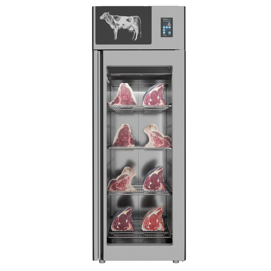 Omcan 48037 29 In. Stagionello 700L Dry Age Cabinet, Standard Single Glass Door, Technology 4.0, Yescur 7 In. Touchscreen