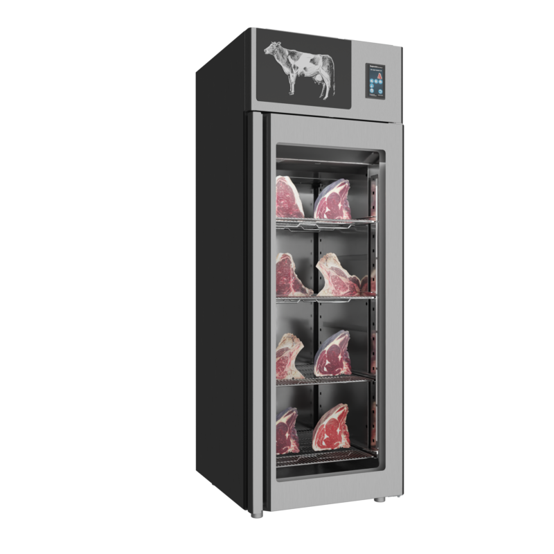 Omcan 48037 29 In. Stagionello 700L Dry Age Cabinet, Standard Single Glass Door, Technology 4.0, Yescur 7 In. Touchscreen