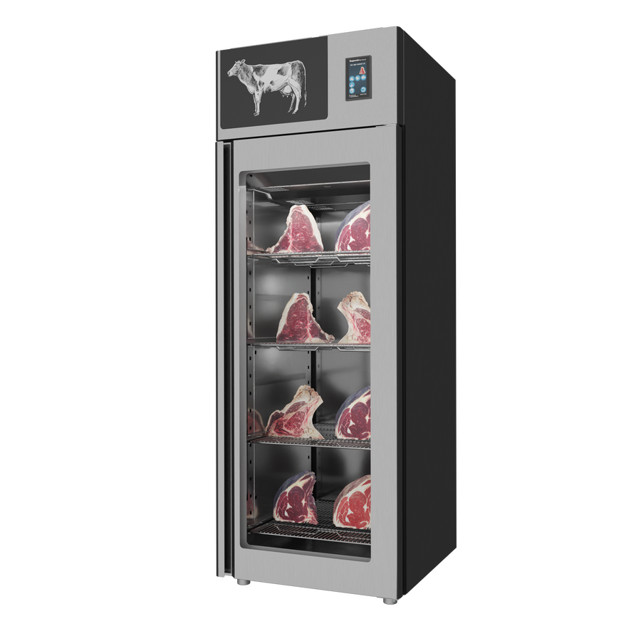 Omcan 48037 29 In. Stagionello 700L Dry Age Cabinet, Standard Single Glass Door, Technology 4.0, Yescur 7 In. Touchscreen