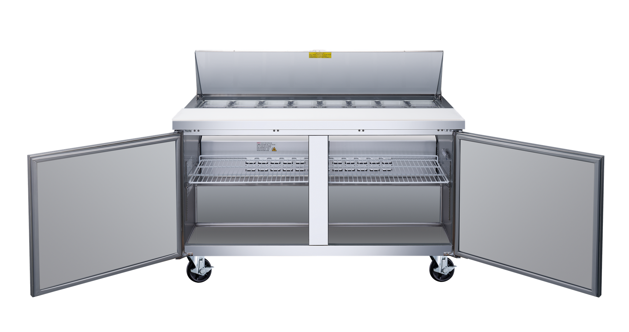 Omcan PT-CN-1524-HC 60 In. Refrigerated Prep Table, 16.6 Cu. Ft., 2 Doors, Stainless Steel