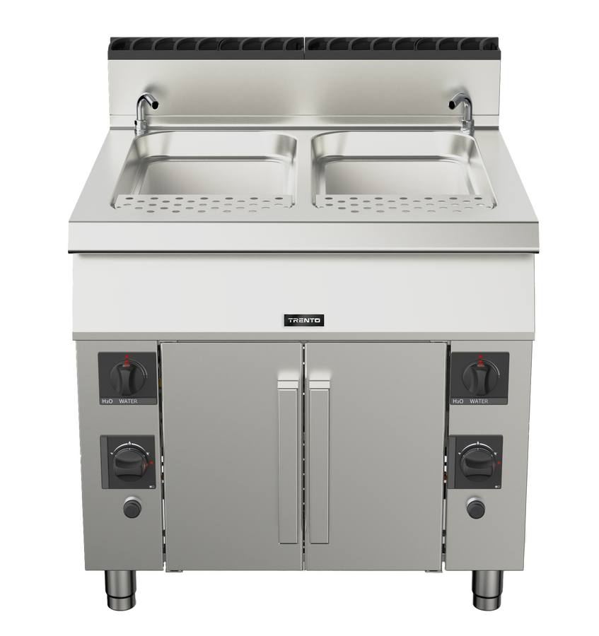 Omcan CE-IT-0090PLUS 24 Gallon Double Tank Natural Gas Pasta Cooker, Double Burner, Stainless Steel, 156,000 BTU